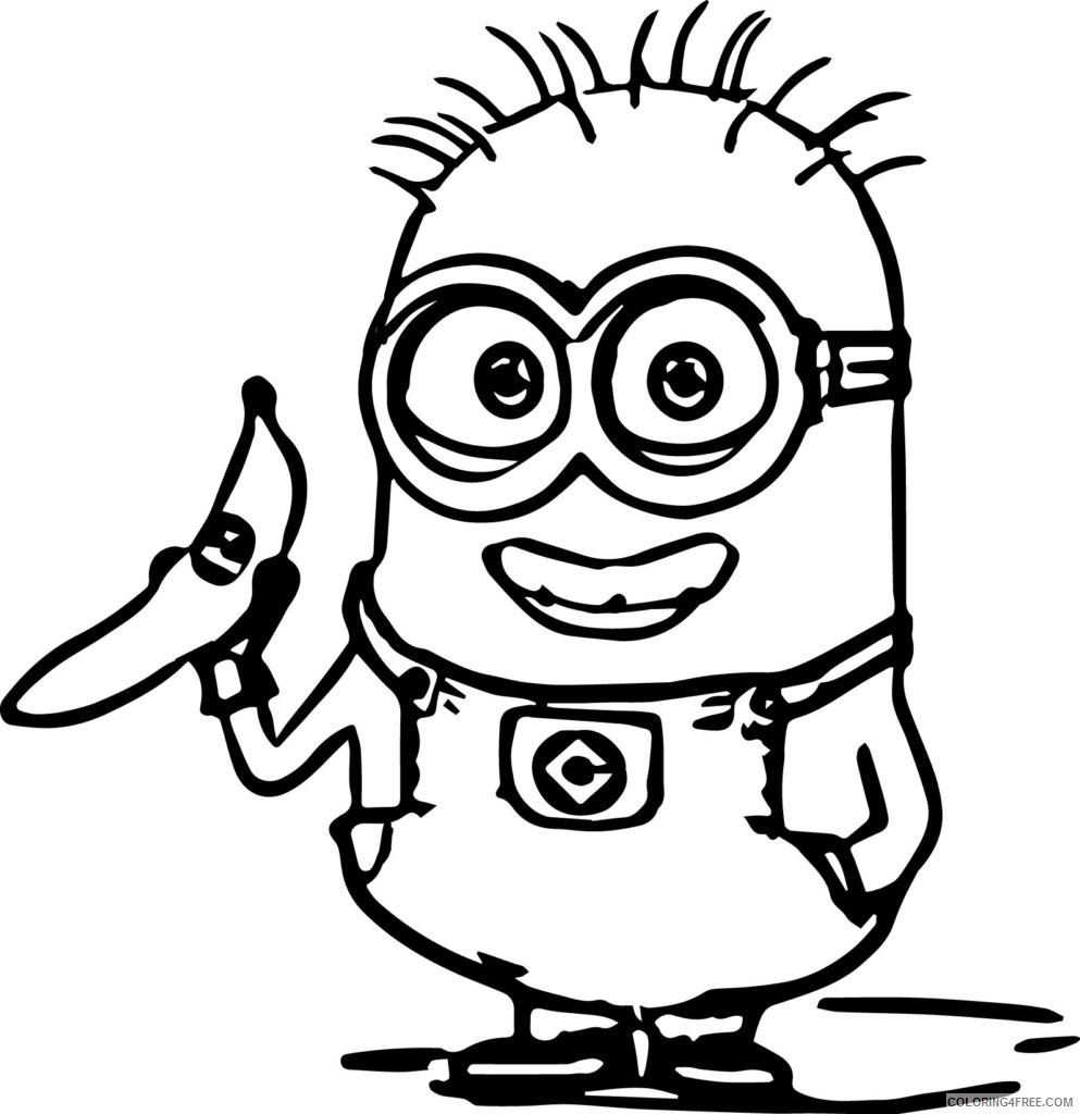 minions coloring pages with banana Coloring4free