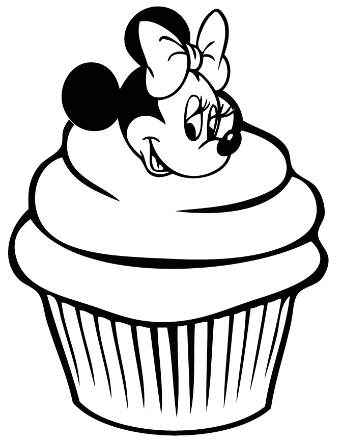 minnie mouse coloring pages cupcake Coloring4free