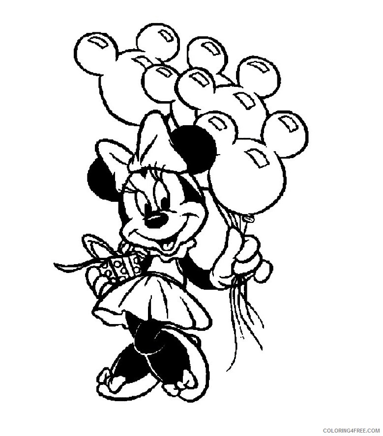minnie mouse coloring pages gift and balloons Coloring4free