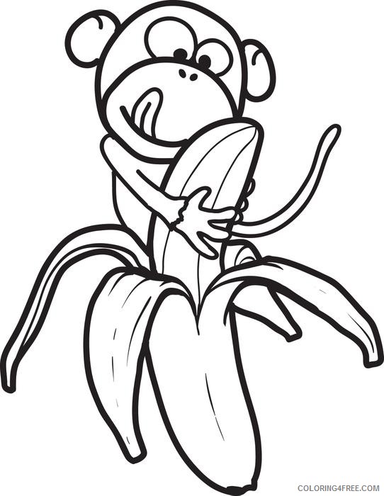 monkey coloring pages eating banana Coloring4free