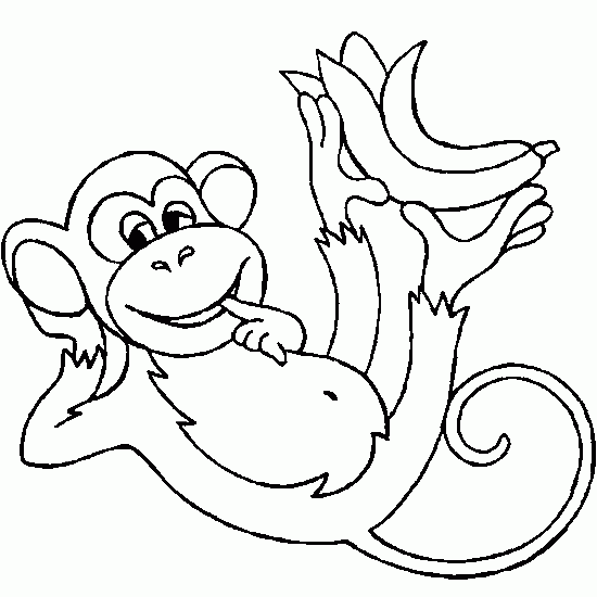 monkey coloring pages playing with banana Coloring4free