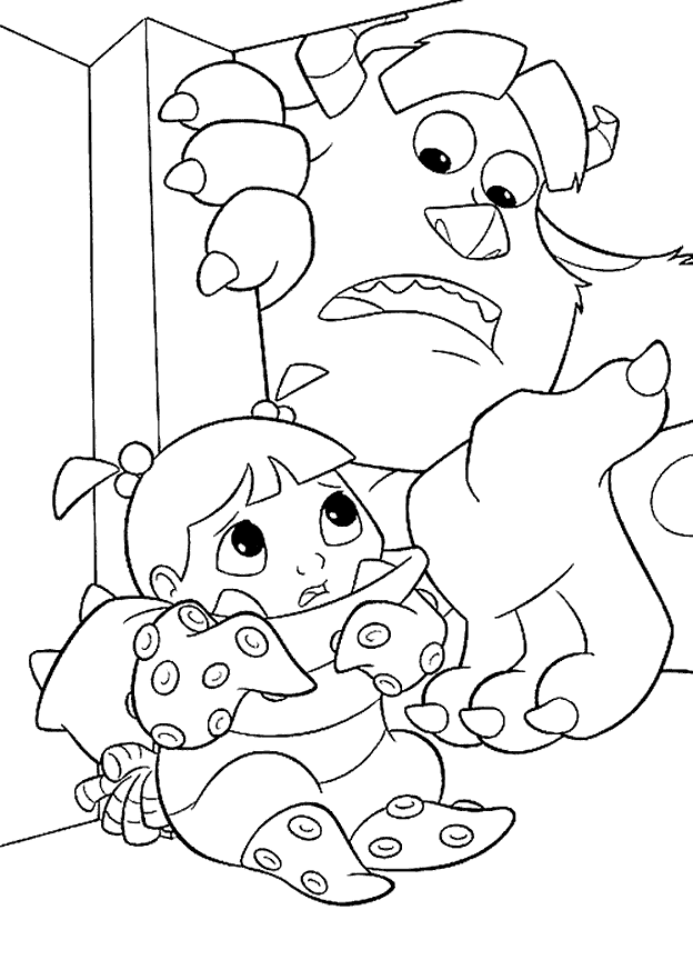 monsters inc coloring pages boo scared Coloring4free