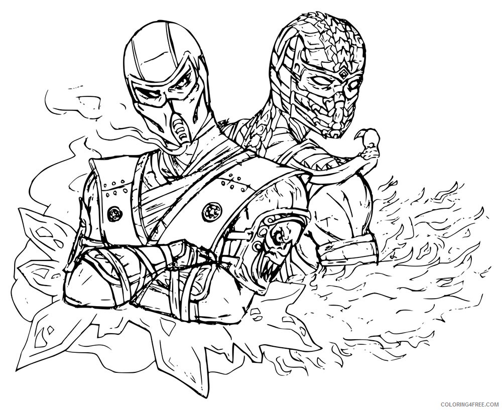 mortal kombat coloring pages sub zero and scorpion Coloring4free