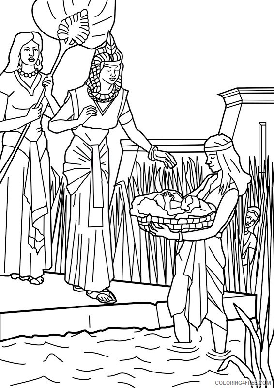 moses coloring pages found by pharaohs daughter Coloring4free