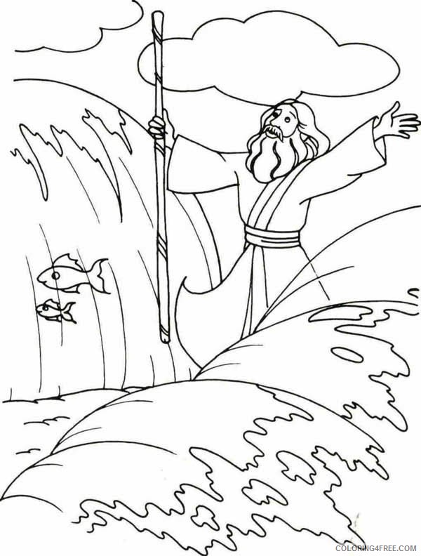 moses coloring pages parting the red sea Coloring4free