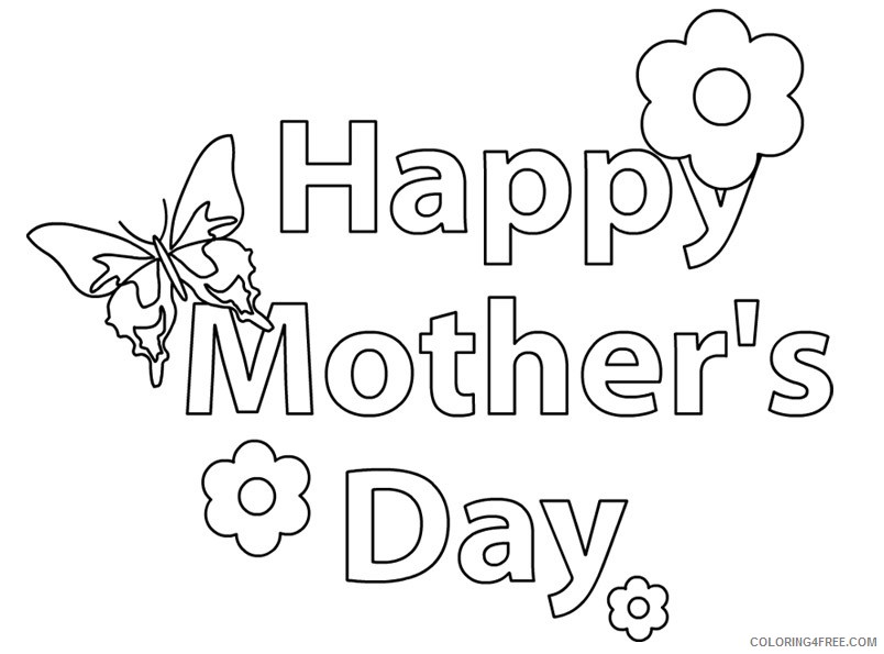 mothers day coloring pages butterfly and flowers Coloring4free