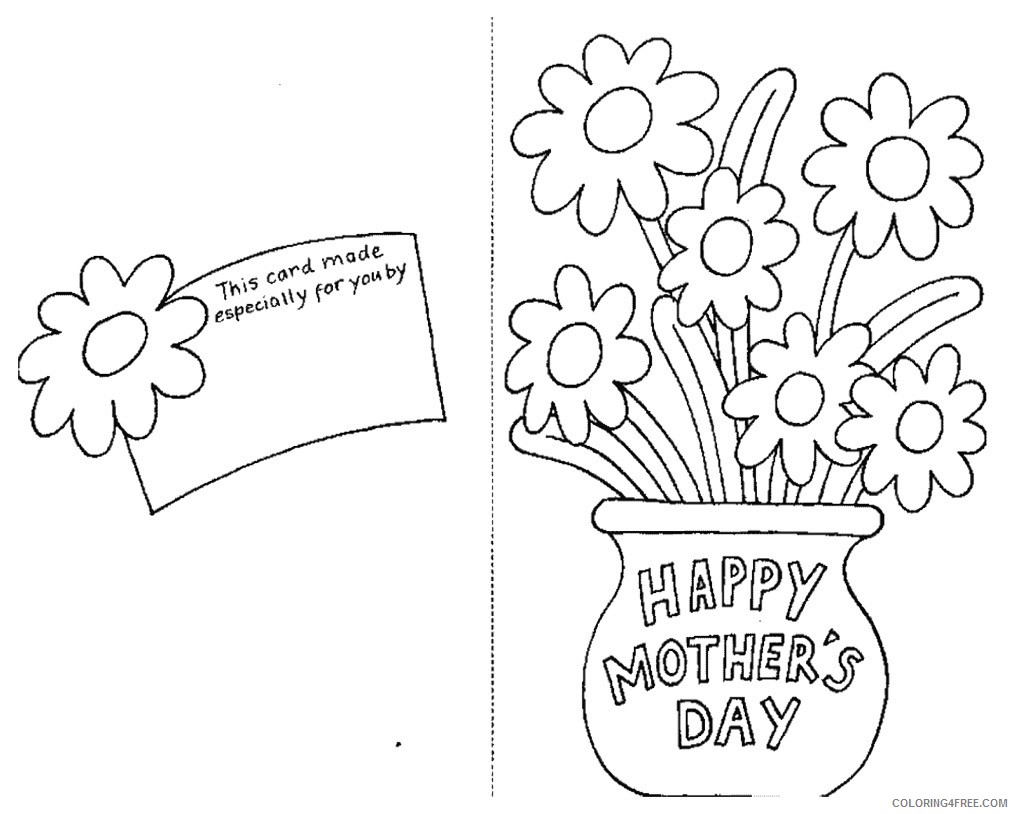 mothers day coloring pages card and flowers Coloring4free