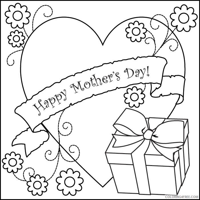 mothers day coloring pages heart and gift Coloring4free