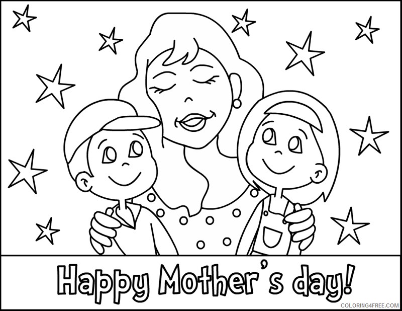 mothers day coloring pages mom and her kids Coloring4free
