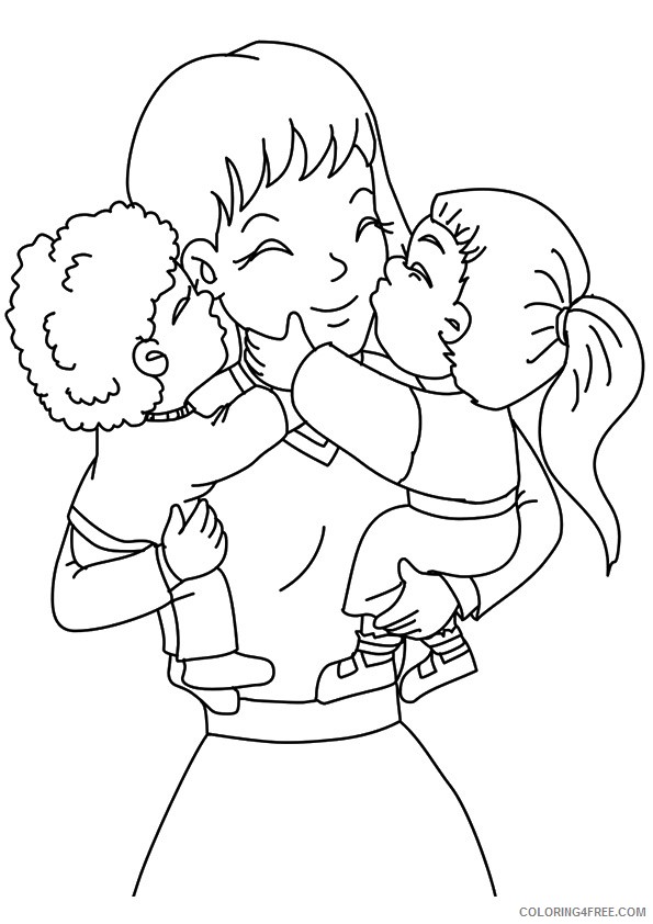mothers day coloring pages mom and kids Coloring4free