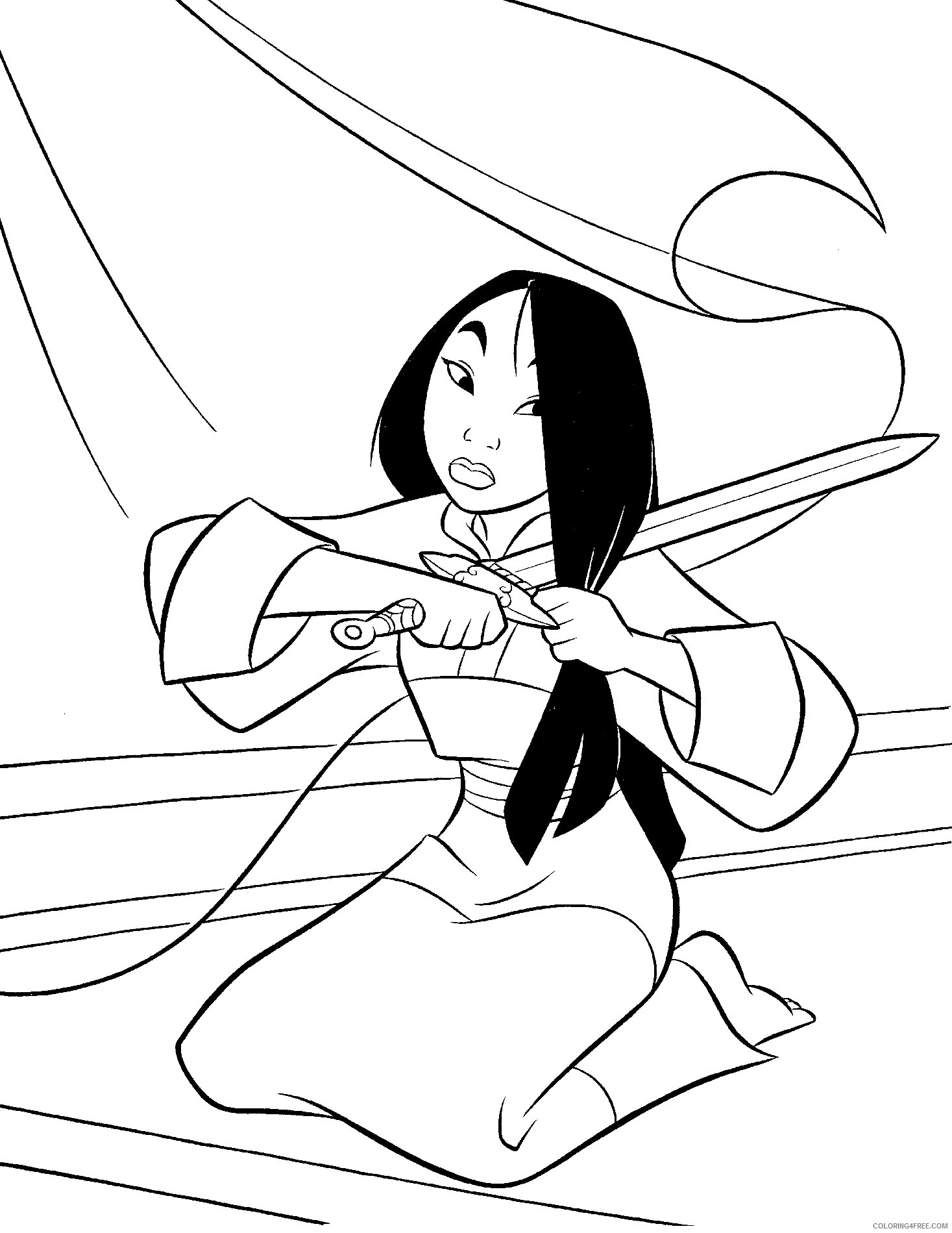 mulan coloring pages cutting hair Coloring4free