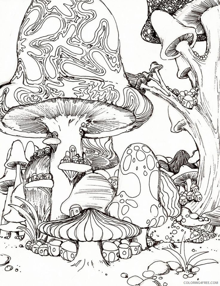 mushroom trippy coloring pages Coloring4free