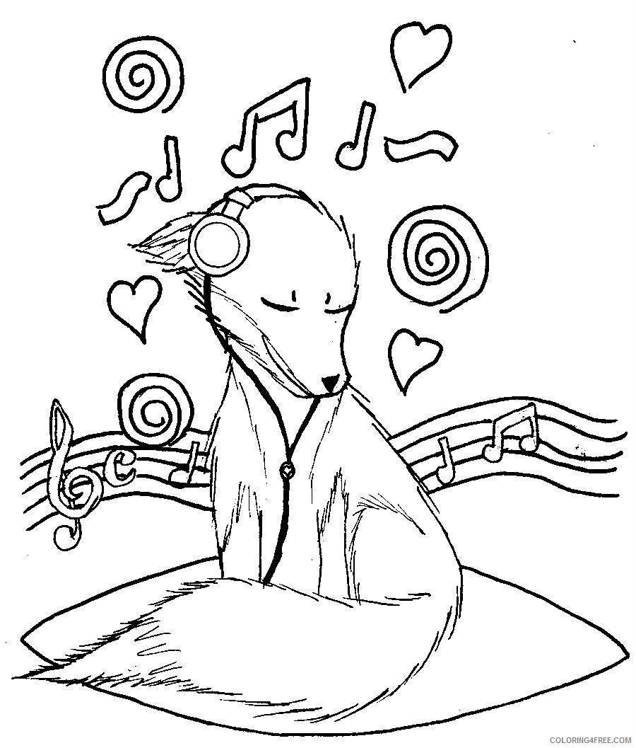 music coloring pages dog listening to music Coloring4free