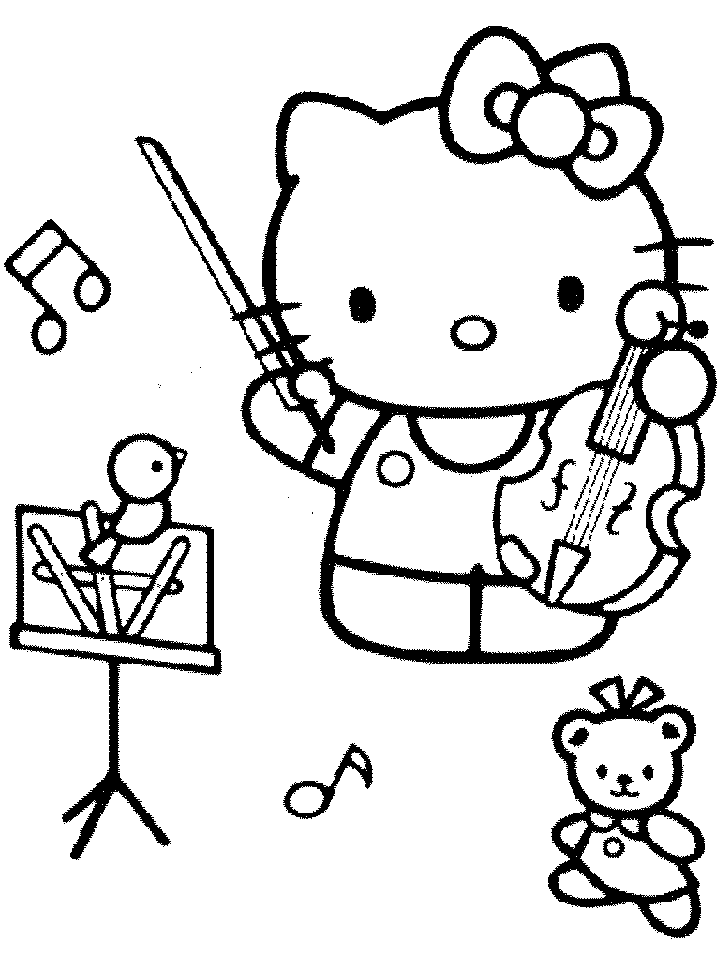 music coloring pages hello kitty Coloring4free