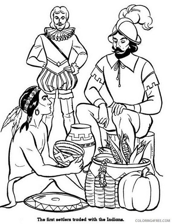 native american coloring pages and pilgrims Coloring4free