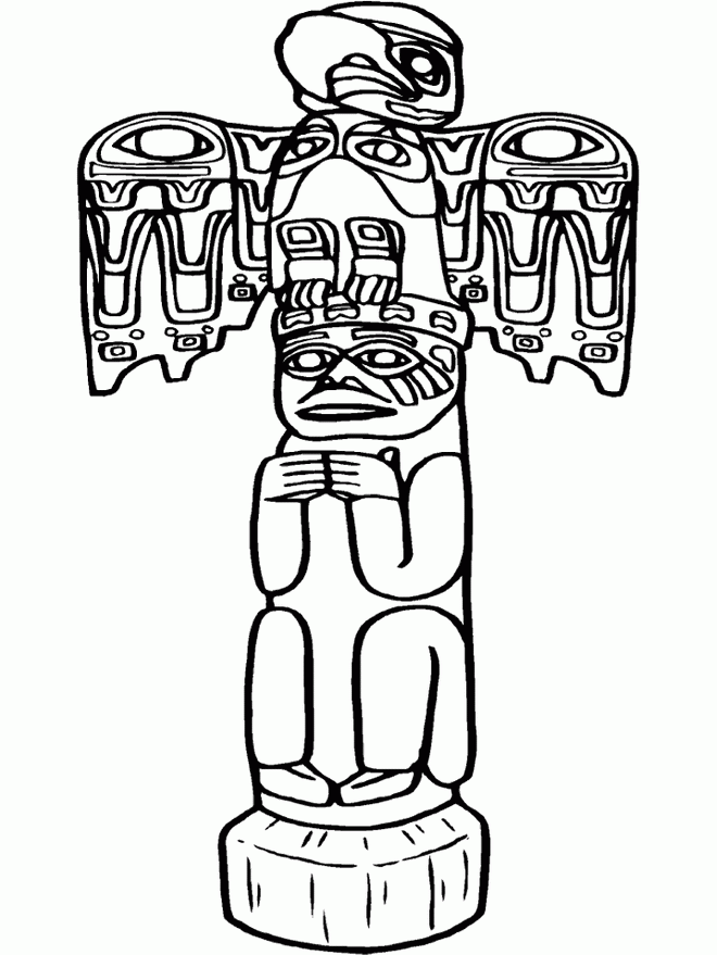 native american coloring pages eagle totem pole Coloring4free