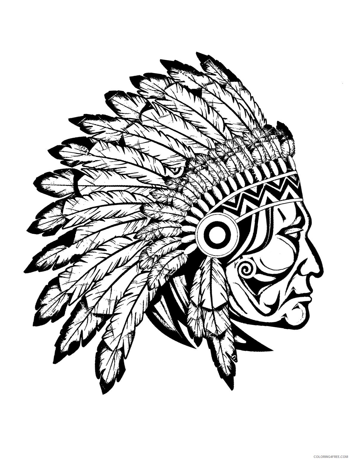 native american coloring pages headdress Coloring4free