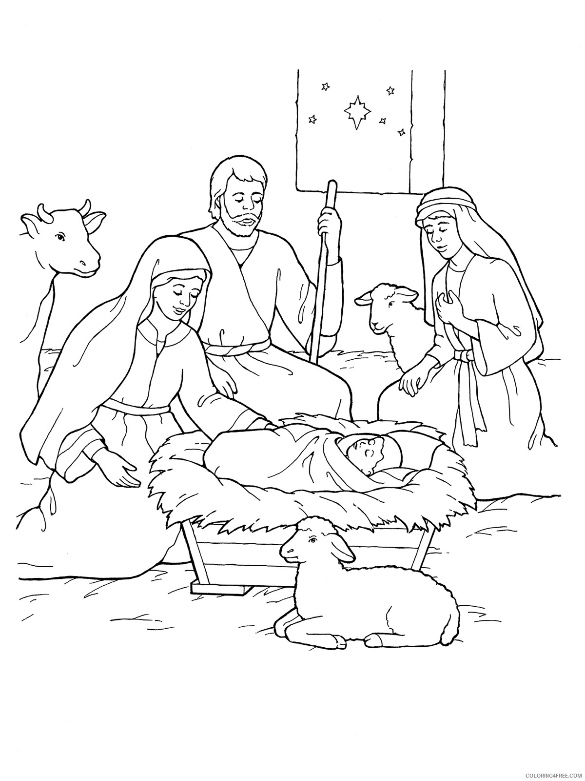 nativity coloring pages born of jesus christ Coloring4free