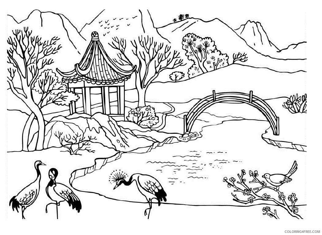 nature coloring pages mountain lake Coloring4free