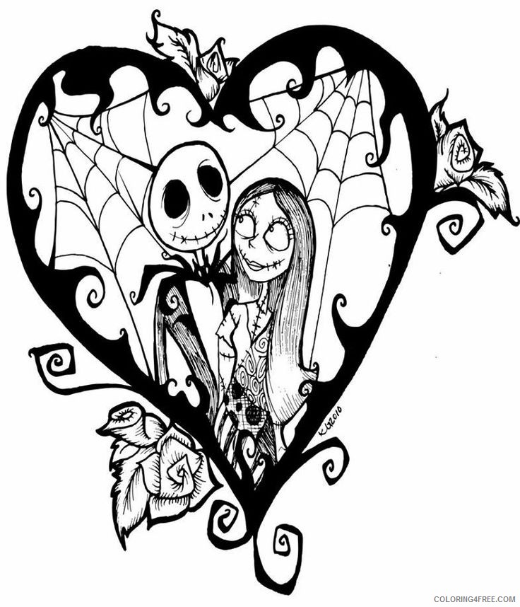 nightmare before christmas coloring pages jack and sally in love Coloring4free