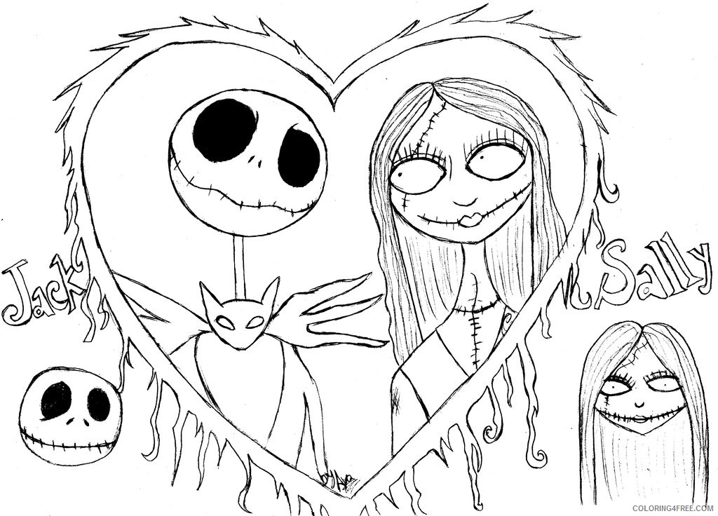 nightmare before christmas coloring pages jack sally Coloring4free