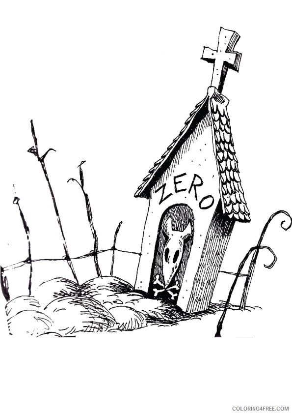 nightmare before christmas coloring pages zero house Coloring4free