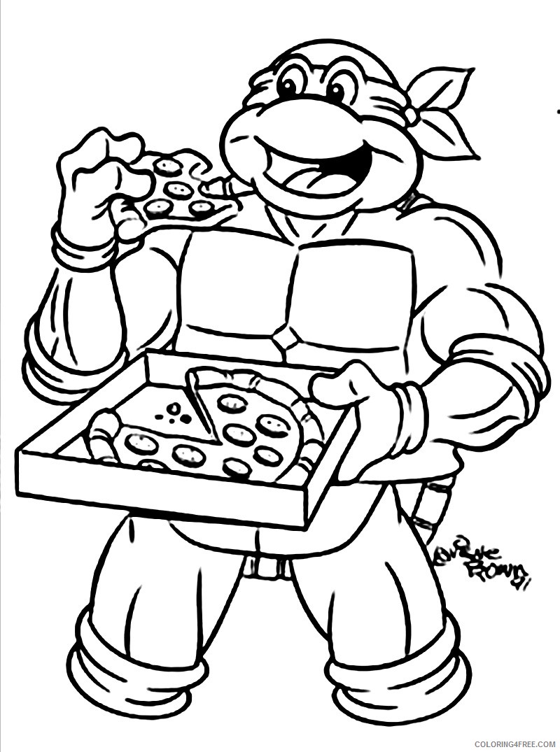 ninja turtle coloring pages eat pizza Coloring4free