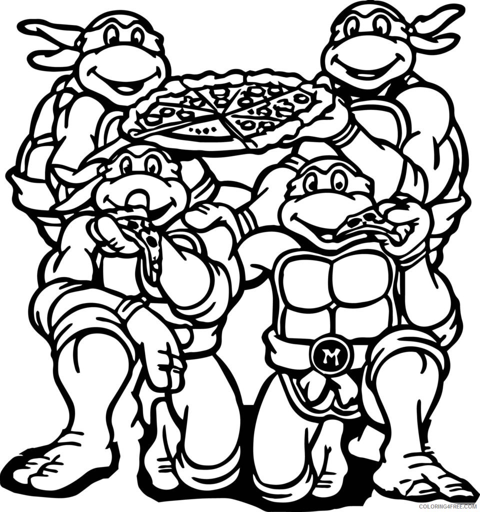 ninja turtle coloring pages eating pizza Coloring4free