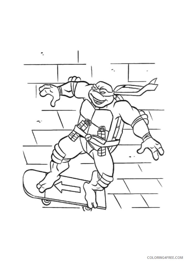 ninja turtle coloring pages playing skateboard Coloring4free