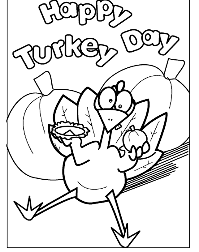 november coloring pages happy turkey day Coloring4free