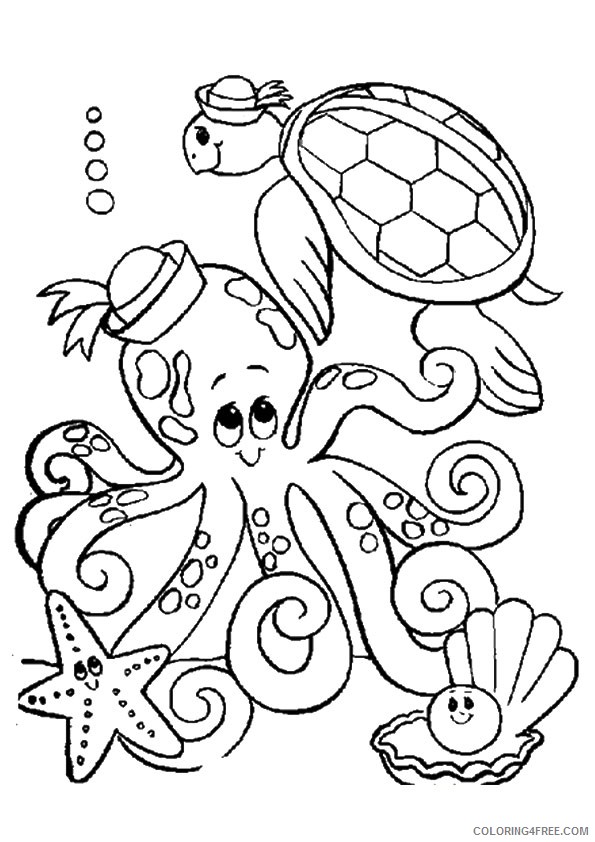 octopus coloring pages with other sea creatures Coloring4free