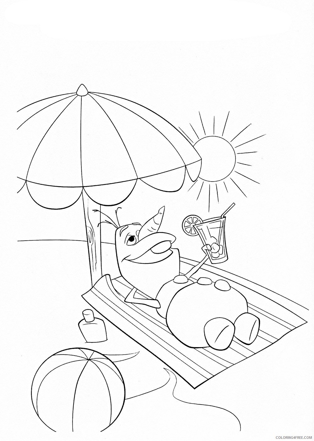 olaf coloring pages at the beach Coloring4free