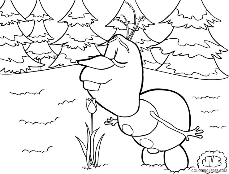olaf smelling flower coloring pages Coloring4free