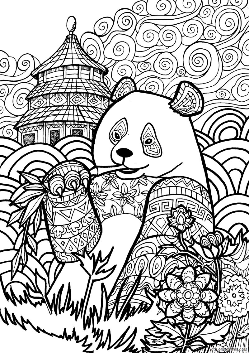 panda coloring pages for adults Coloring4free
