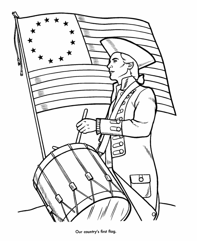 patriotic coloring pages american first flag Coloring4free