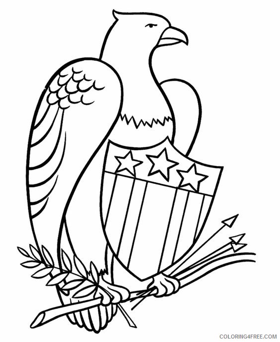 patriotic coloring pages bald eagle with shield Coloring4free