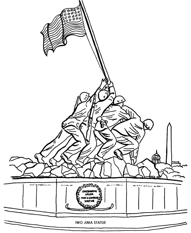 patriotic coloring pages marine corps war memorial Coloring4free