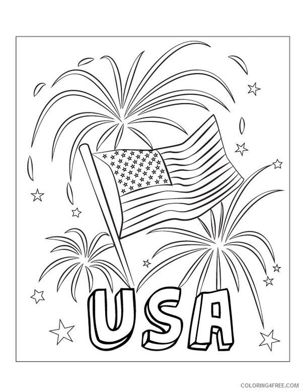 patriotic coloring pages usa flag fireworks Coloring4free
