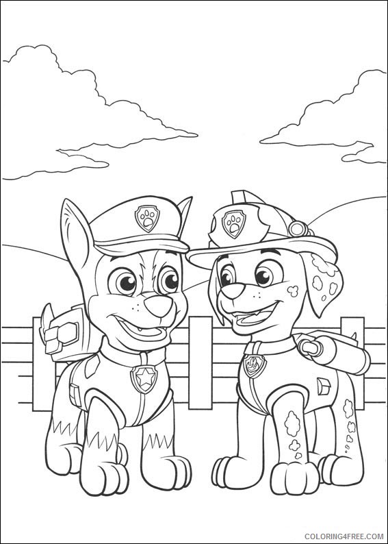 paw patrol coloring pages chase and marshall Coloring4free