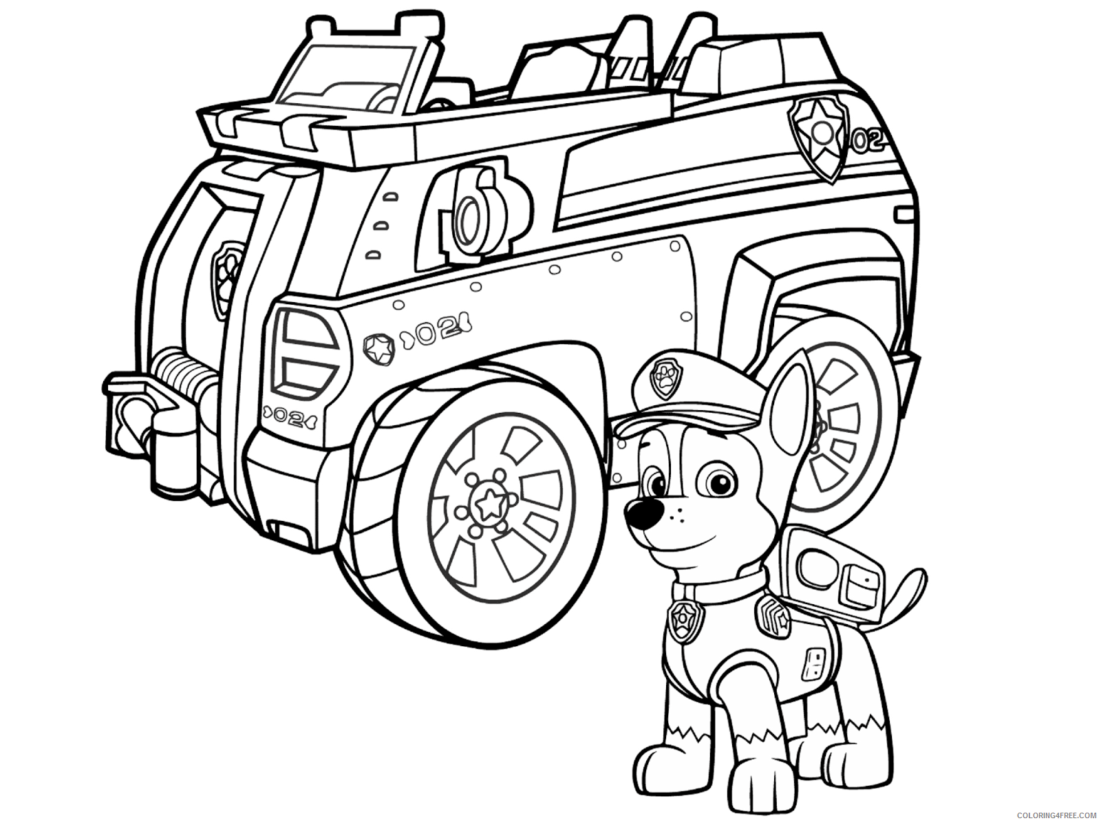 paw patrol coloring pages chase police car Coloring4free