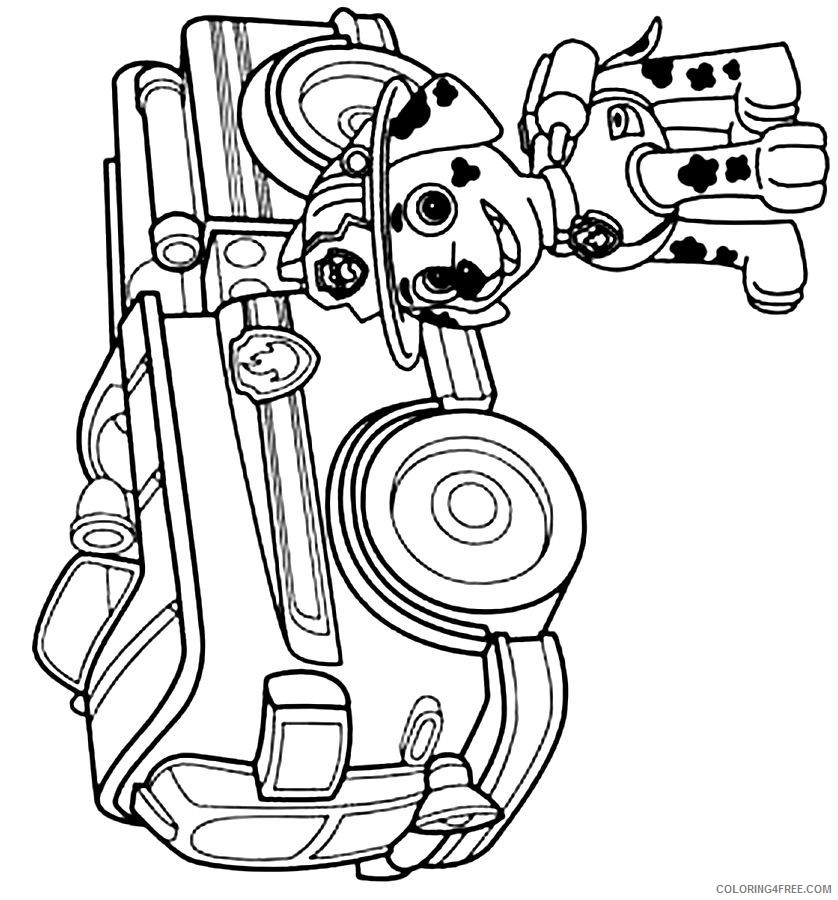 paw patrol pages marshall fire truck - Coloring4Free.com