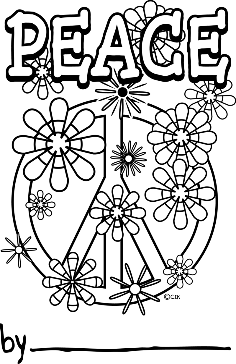 peace sign coloring pages free to print Coloring4free