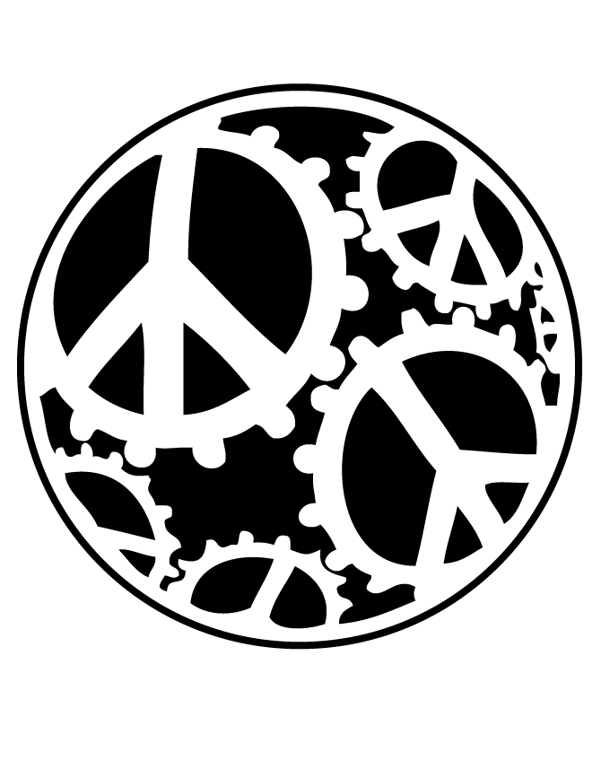 peace sign coloring pages gears Coloring4free