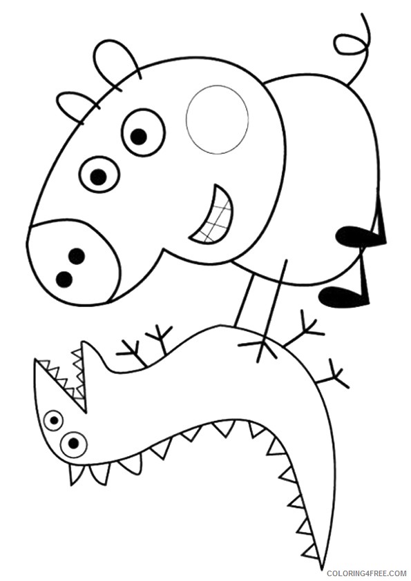 peppa pig coloring pages george and dinosaur Coloring4free