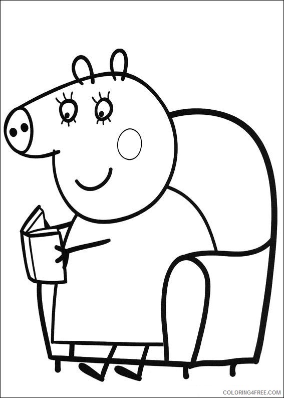 peppa pig coloring pages mummy pig reading book Coloring4free