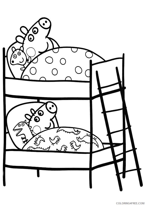 peppa pig coloring pages peppa and george sleeping Coloring4free