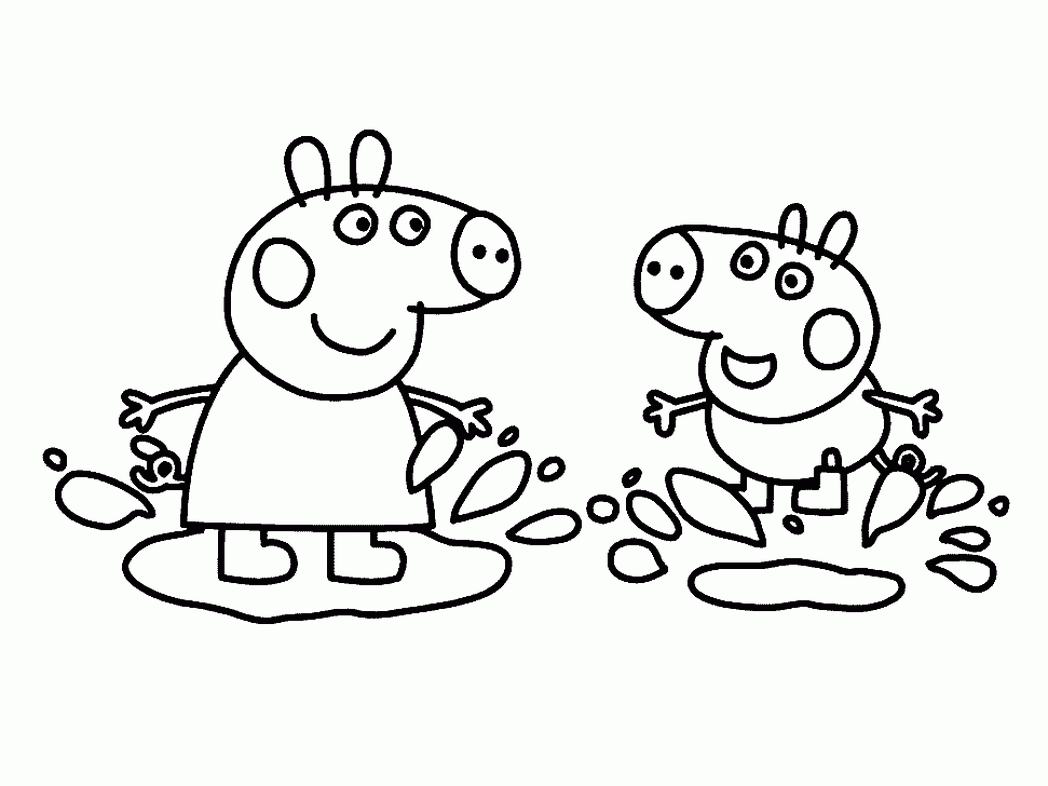 peppa pig coloring pages peppa and sister Coloring4free