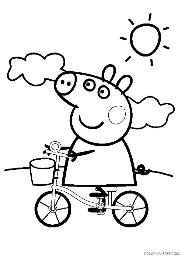 peppa pig coloring pages riding bicycle Coloring4free