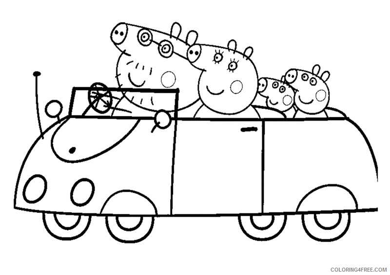 peppa pig coloring pages riding car Coloring4free