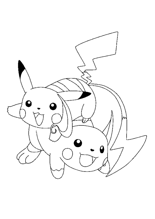 pikachu coloring pages and raichu Coloring4free